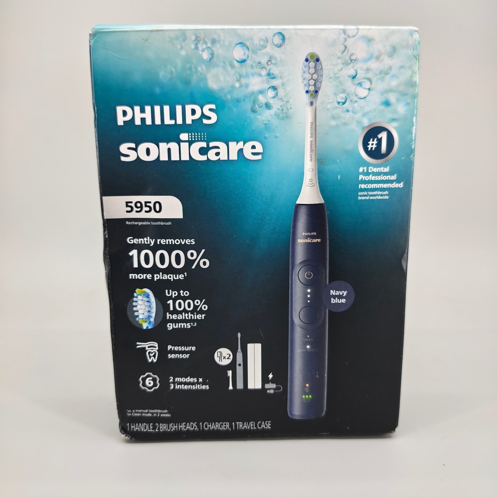 Philips Sonicare 5950 Rechargeable Toothbrush Navy Blue HX7133 Open Box New